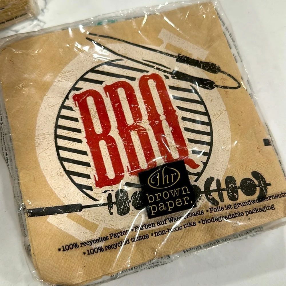 NWT Ideal Home Range Bundle of 6 Brown Paper BBQ Theme Party Napkins